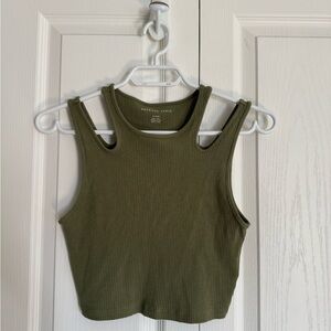 Olive Green Ribbed Tank Top
